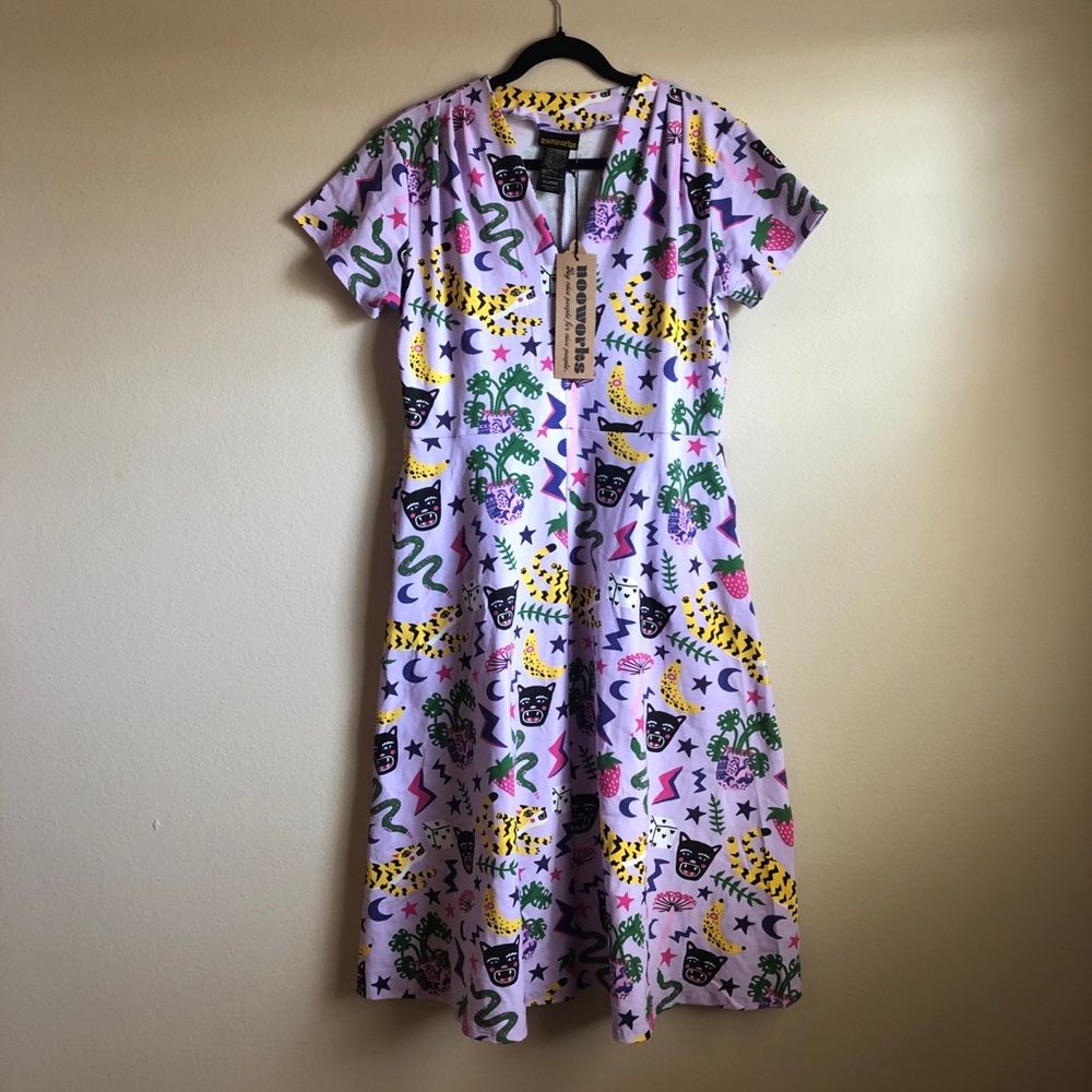 RARE Nooworks Greta dress  in Hastings print EUC